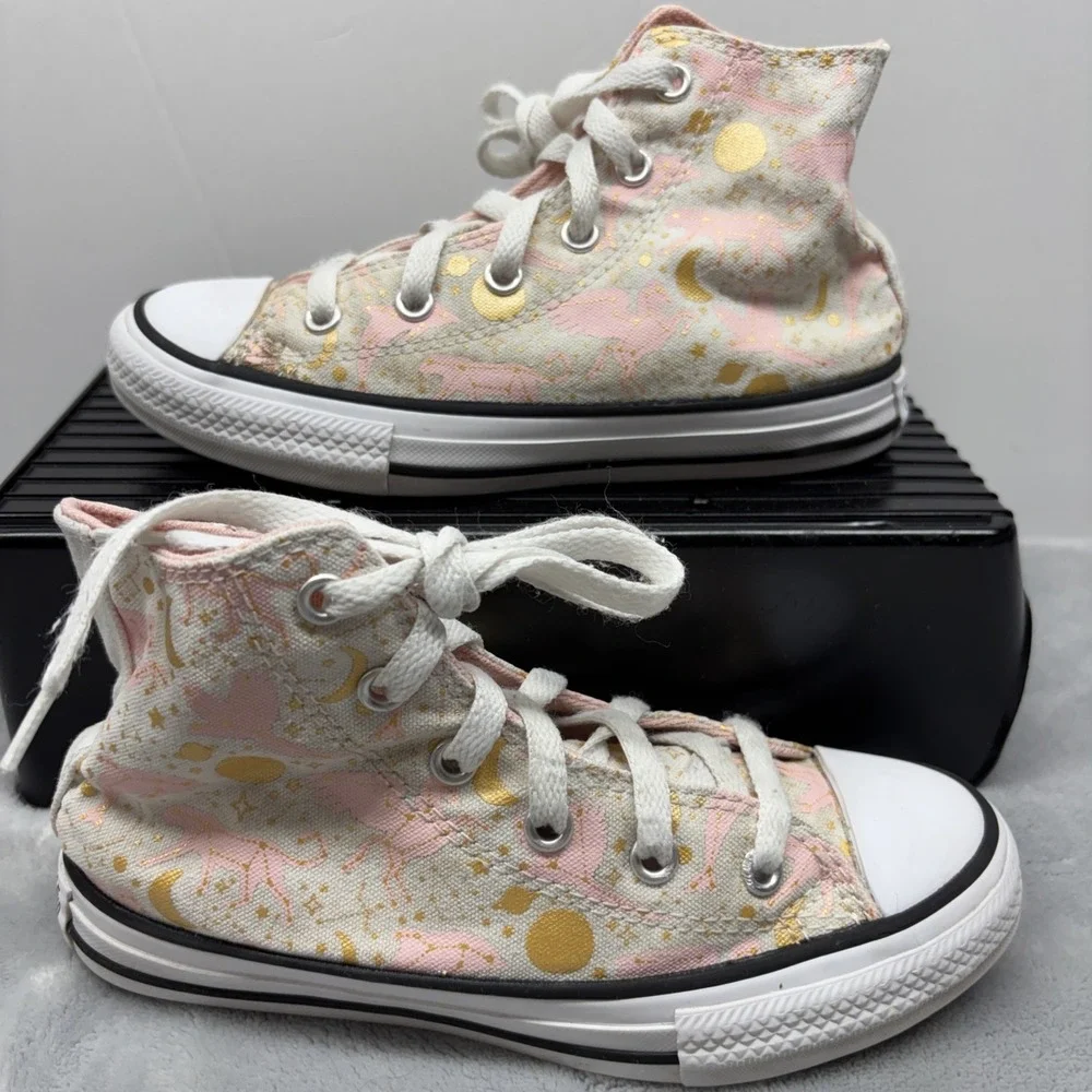 Converse Chuck Taylor All Star High Constellations Pink Gold Junior Sz 13